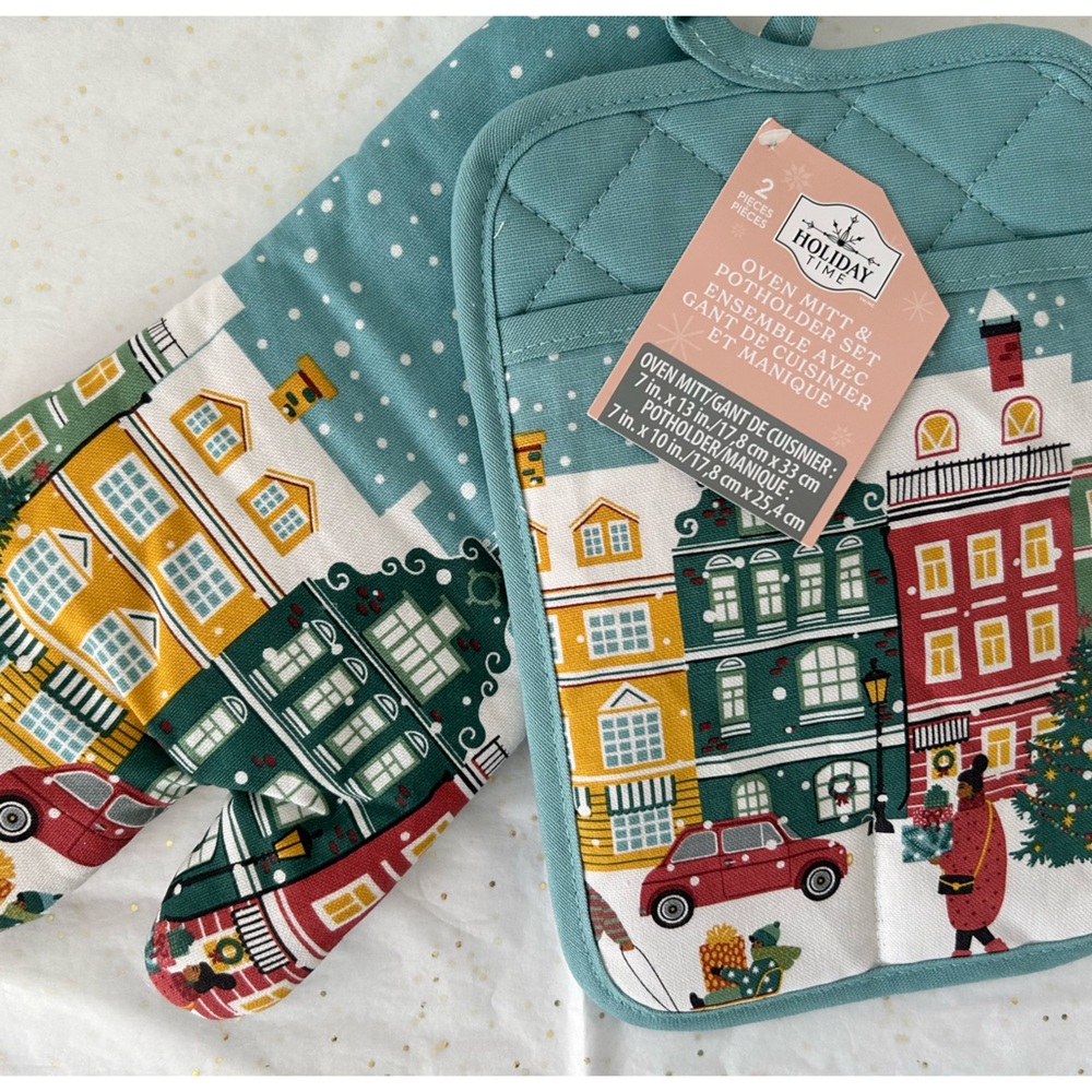 New Christmas Oven Mitt & Potholder Set Holiday Decor🎄❤️❄️